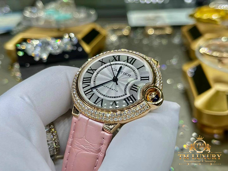 CARTIER NỮ 34 MM VÀNG KHỐI 18K KIM CƯƠNG THIÊN NHIÊN CHẾ TÁC