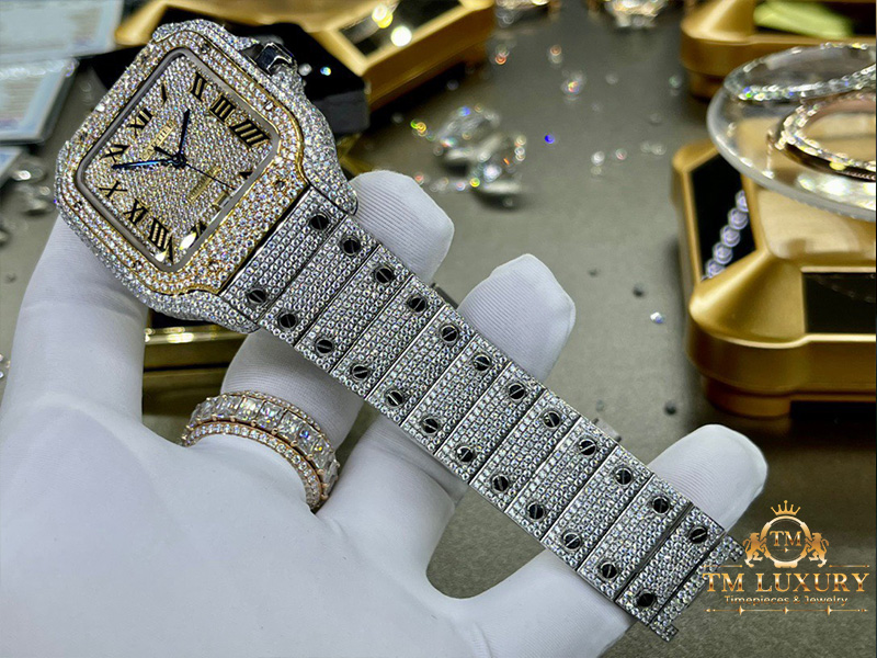 CARTIER SANTOS FULL DIAMONDS VÀNG KHỐI 18K CHẾ TÁC