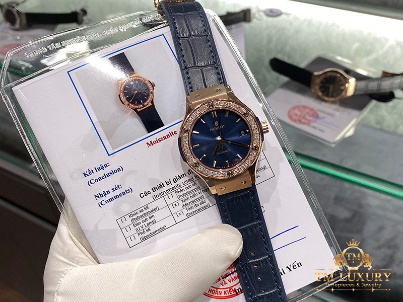 HUBLOT NỮ KING GOLD BLUE ROSE GOLD DIAMOND REP 1:1